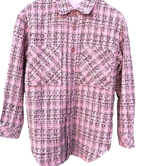 Charlie Luciano Milano Tweed Shirt Jacket Pink Size Small - Picture 11 of 16